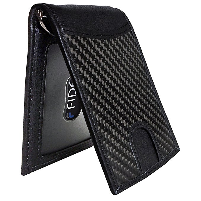 FIDELO Minimalist Slim Front Pocket Bifold Wallets for Men – RFID Blocking Money Clip Mens Wallet – Genuine Full Grain Leather