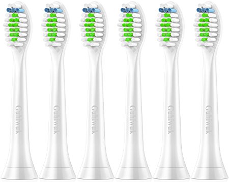 Guhiwuk Toothbrush Heads Replacement for Philips Sonicare DiamondClean HX6064 Fits HealthyWhite 2 Series plaque control 3 Series Gum Health HydroClean PowerUp Electric Toothbrush 6 Pack