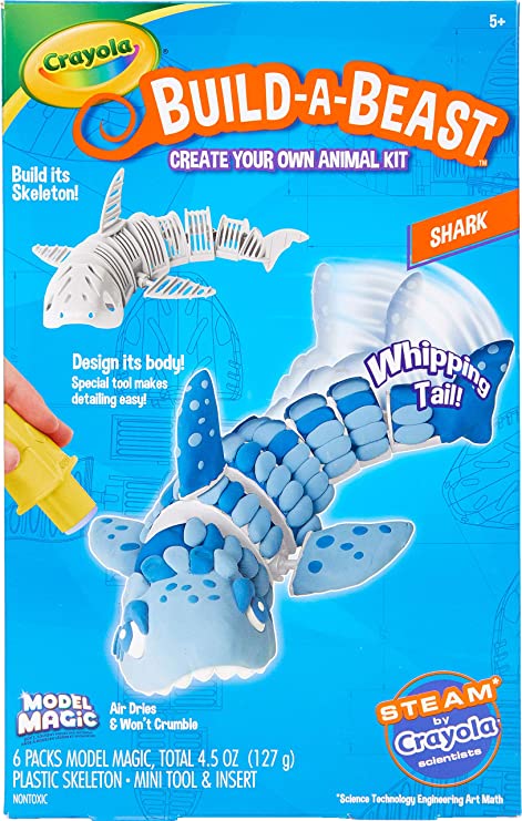 Crayola Build A Beast Shark, Model Magic Craft Kit, Stocking Stuffers for Boys & Girls