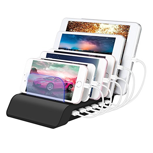 Zglon Multiple Powerhouse USB Charging Station-Hub Dock for iPhone 7 Plus/6 Plus/6/5S/5C/4S iPad Pro/Air/Mini/3/2/1, Nexus, HTC Samsung Galaxy S6 Edge/S6/5/4/3/Note/Note2/Tab, iPod Etc. (6 Ports)