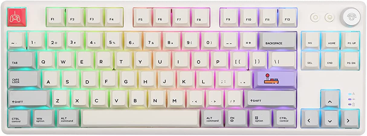 EPOMAKER CIDOO ABM084 TKL Hot Swap RGB 2.4Ghz/Bluetooth 5.0/Wired Mechanical Knob Keyboard NKRO with Poron Foam, 3000mAh Battery, Dye Subbed PBT Keycaps for E-Sport Win/Mac/Linux(Gateron G-pro Yellow)