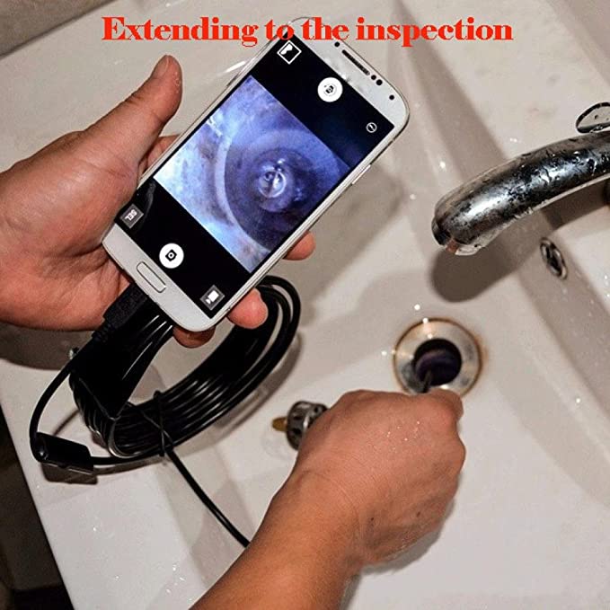 Android endoscope,Basde 5.5mm Endoscope Waterproof Borescope Inspection Camera 6 LED For Andorid Phone (Black)