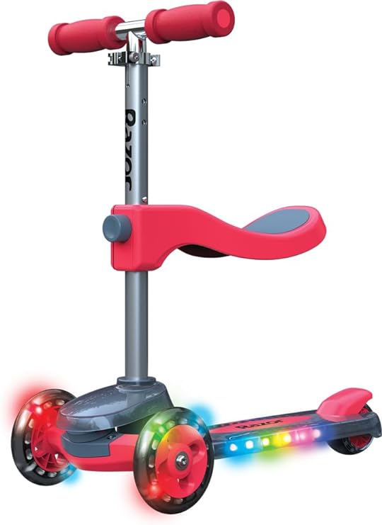 Razor Rollie DLX, 3-Wheel Light-Up Scooter for Younger Children, Seated and Stand-Up Riding Options