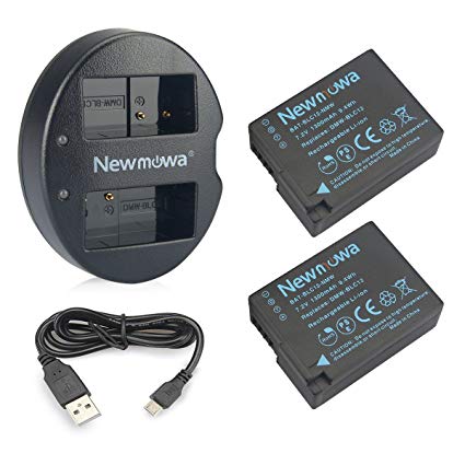 DMW-BLC12 Newmowa Battery (2 Pack) and Dual USB Charger for Panasonic DMW-BLC12, DMW-BLC12E, DMW-BLC12PP and Panasonic Lumix DMC-FZ200, DMC-FZ1000, DMC-G5, DMC-G6, DMC-G7, DMC-G85, DMC-GH2, DMC-GX8