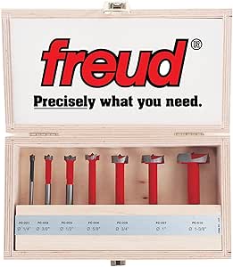 Freud FC-107: Seven Piece Carbide Forstner Drill Bit Set (1/4" to 1-3/8" Dia.)