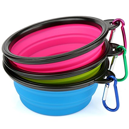 H&S 3 Collapsible Travel Dog Water Bowl Portable Cat Pet Silicone Food Bowl Small