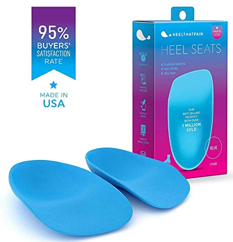 Heel That Pain Plantar Fasciitis Insoles | Heel Seats Foot Orthotic Inserts, Heel Cups for Heel Pain and Heel Spurs | Patented, Clinically Proven, 100% Guaranteed | Blue, Medium (Women's 6.5-10, Men's 5-8)