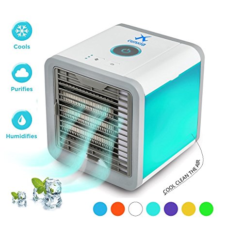 Personal Space Air Cooler, 3 in 1 Portable Cooler Air Humidifier & Purifier 2018 Update with 7 Colors Lights