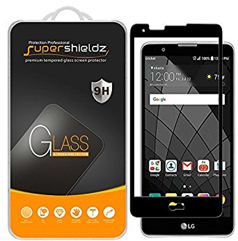 [2-Pack] Supershieldz for LG "Stylo 2" Tempered Glass Screen Protector, [Full Screen Coverage] Anti-Scratch, Bubble Free, Lifetime Replacement Warranty (Black)