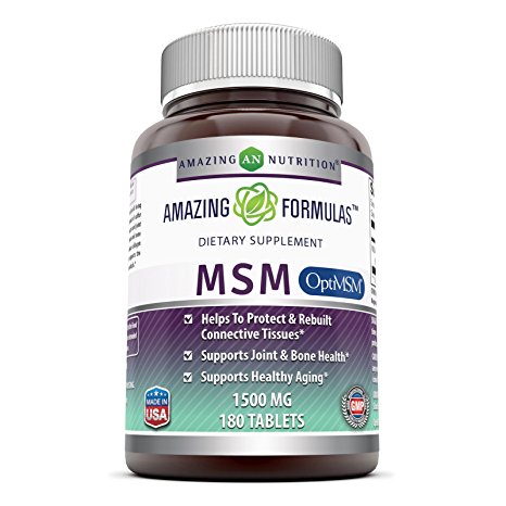 Amazing Formulas OptiMSM - 1500 mg 180 Tablets - Supports Connective Tissue, Healthy Aging & Joint Function, Skin Health