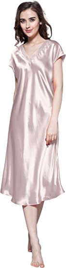 LilySilk Silk Nightgowns for Women 100 Long V Neck 22 Momme Mulberry Silk Nightdress