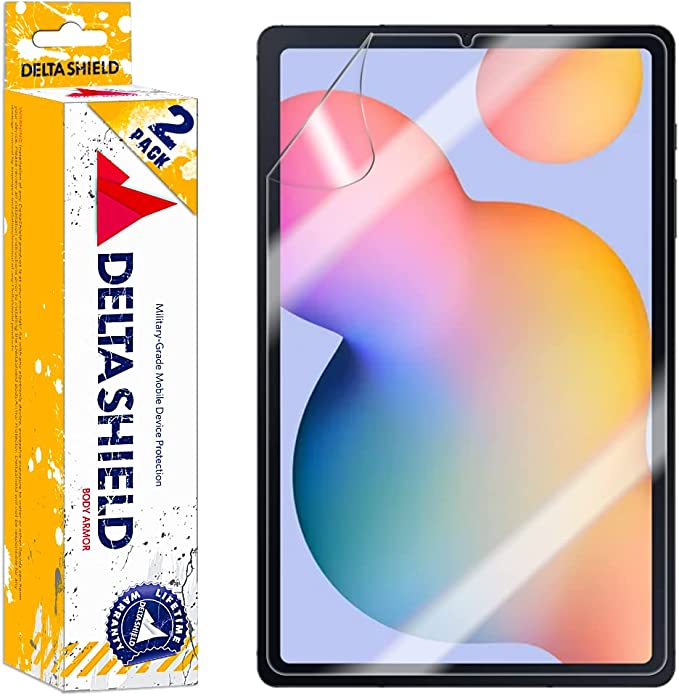 DeltaShield Screen Protector for Samsung Galaxy Tab S6 Lite 10.4"(2022)(2-Pack) BodyArmor Anti-Bubble Military-Grade Clear TPU Film