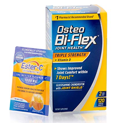 Osteo Bi Flex, Triple Strength Glucosamine Chondroitin with Vitamin D, 120 Count (Joint Supplement)   Ester C, 1,000 mg Packet (Immune System Booster)