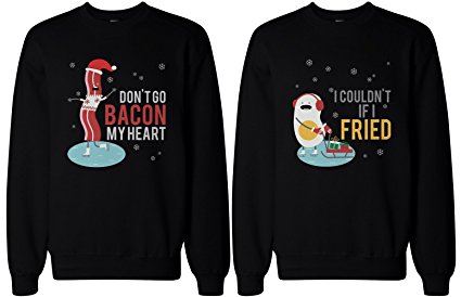 Couple Sweatshirts - Bacon and Egg - Funny Graphic Sweaters for Winter