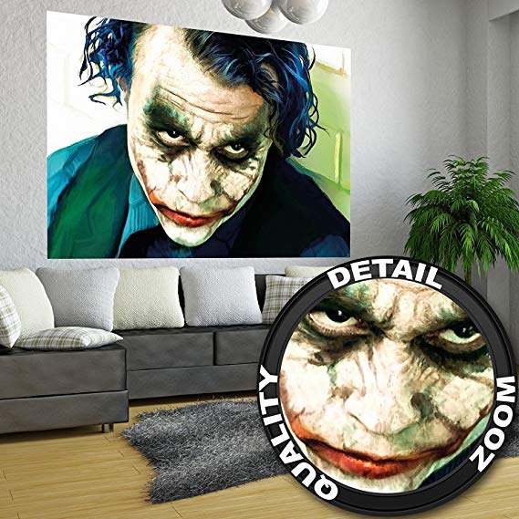 Poster Joker Mural Decoration Heath Ledger Batman The Dark Knight Clowns Movie Gotham Villain DC Comic DC Universe | Wallposter Photoposter wall mural wall decor by GREAT ART 55 Inch x 39.4 Inch