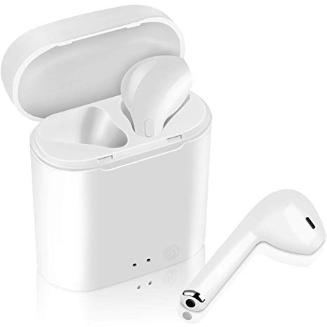 Bluetooth Earbuds,OPUDA Headphones Stereo in-Ear Earphones Noise Cancelling for Apple AirPods iPhone X 8 8plus 7 7plus 6S Samsung Galaxy S7 S8 iOS Android Smart Phones. (White)