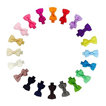 Ruyaa Tiny 2" Hair Bows Fully Lined Hair Clips for Baby Fine Hair Infants Toddlers