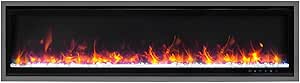 Kennedy II Commercial Series Smart Electric Fireplace, 60IN, Grey Frame