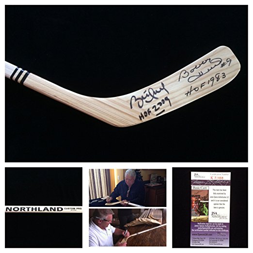 Bobby Hull Brett Hull Chicago Blackhawks St. Louis Blues Signed Autograph Northland Hockey Stick. JSA COA