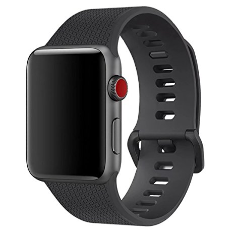 Band for Apple Watch 42mm, Langte Silicone Apple Watch Band for Apple Watch Series 3, Series 2, Series 1, Sport, Edition, Type 1-Black
