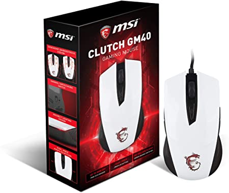 MSI Gaming Mouse Clutch GM40 – 5000 DPI Optical Wired Gaming Backlit – 9 – White – PC