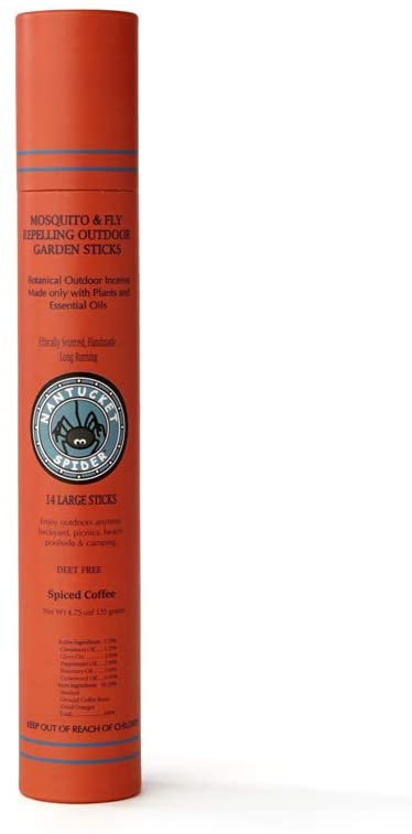 Nantucket Spider Garden Incense Sticks | Repellent for Mosquitoes, Wasps and Flies | Long Lasting with Pleasant Fragrance | Handmade Bamboo Based Sticks for Outdoor Use | Spiced Coffee - Pack of 14