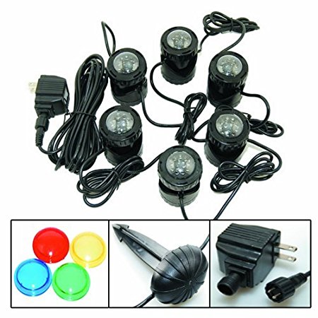 12-LED Submersible Light for Water Gardens and Ponds, Set of 6