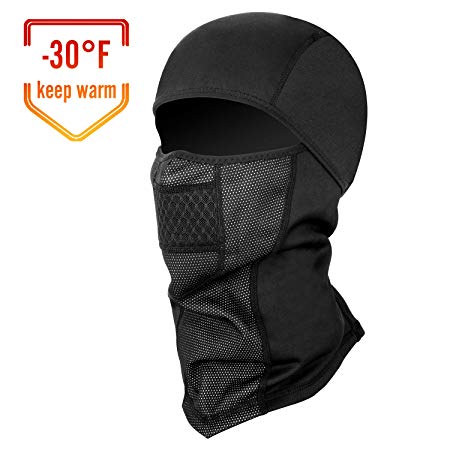 SEVENS Balaclava Ski Mask, Windproof Ski Hood for Winter Sports Skiing, Snowboarding, Motorcycling, Thermal Face Mask (Black)