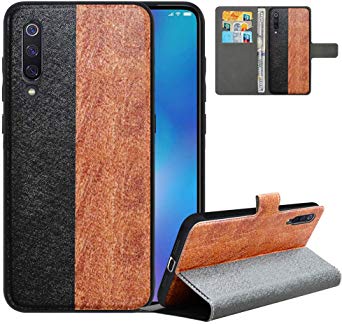 LFDZ Compatible with Xiaomi Mi 9 Case, PU Leather Xiaomi Mi 9 Wallet Case with [RFID Blocking], 2 in 1 Magnetic Detachable Flip Slim Cover Case for Xiaomi Mi 9,Black/Brown
