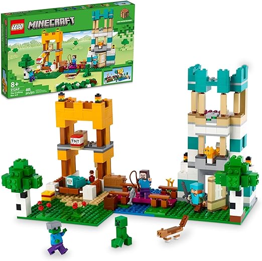 LEGO Minecraft The Crafting Box 4.0 21249 Building Toy Set, Custom-Build Playset Featuring Classic Bricks, Figures and Game Accessories, Model Guides Spark Creativity for 8 Year Old Kids