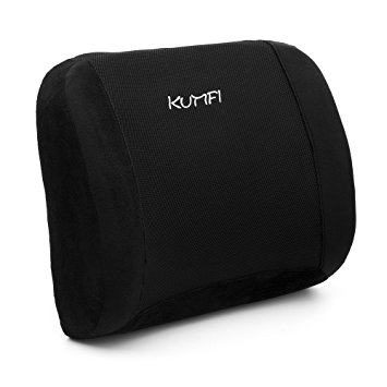 KUMFI Lumbar Support Pillow 100% Pure Memory Foam Office Chair and Car Seat Back Cushion with Adjustable Strap