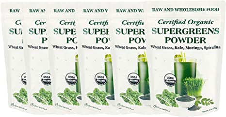 Supergreens Superfood Powder (Wheat Grass, Kale, Moringa, Spirulina), 204 Servings, Organic (2.25 LB)