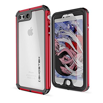 iPhone 7 Plus Waterproof Case, Ghostek Atomic 3 Series for Apple iPhone 7 Plus| Underwater | Shockproof | Dirt-proof | Snow-proof | Aluminum Frame | Adventure Ready | Ultra Fit | Swimming | (Red)