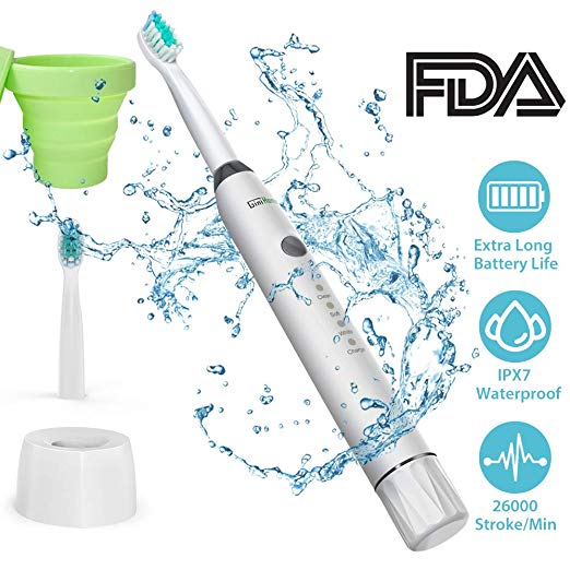 GiniHome Sonic Electric Toothbrush Vibrations Rechargeable Toothbrush with 3 Minutes Timer 7 Brushing Modes 8 Hours