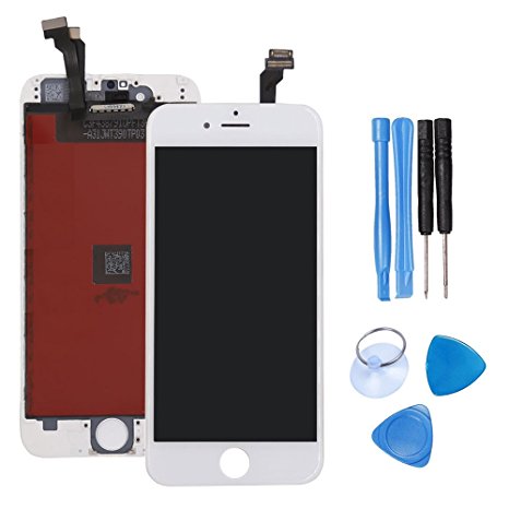 Ibaye®New LCD Touch Screen Replacement White for iPhone 6 4.7 Inch Digitizer Full Assembly Display Touch Front Housing Panel With Tool Kits