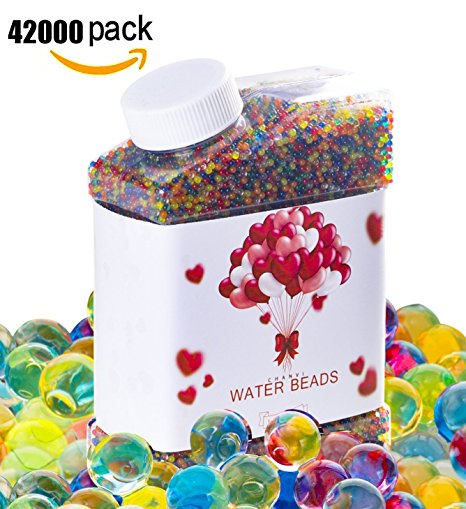 Water Beads, 9 OZ pack (42,000 Beads), Crystal Gel Pearls, Rainbow Mix for Furniture Decorative Vase Filler