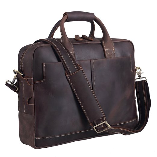 Polare Men's Sturdy Genuine Leather 17'' Laptop Bag Briefcase Shoulder Bag