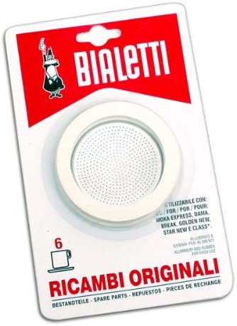 Bialetti Replacement Gaskets and Filter Set, 9 Cup,White