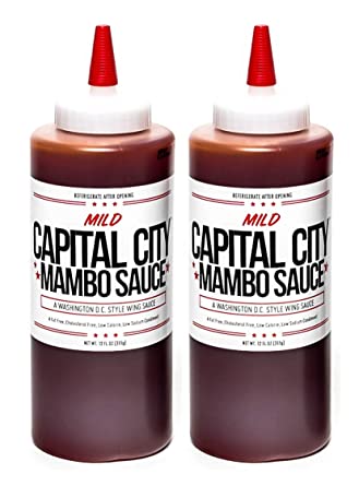Capital City Mild Mambo Sauce - A Washington DC Wing Sauce (12 oz); Perfect for wings, chicken, pork, beef, and seafood (2 Pack)