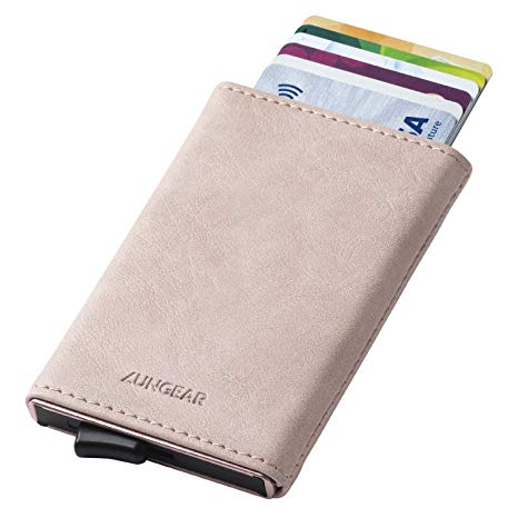 LUNGEAR RFID Credit Card Holder Slim Wallet Front Pocket Card Protector Pop up Design Aluminum Up to Hold 6 Cards