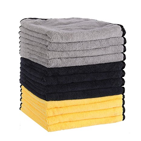 MATCC Microfiber Cleaning Cloth 12 Pack Premium Microfiber Towel 16'' x 16'' Cleaning Cloth for Cleaning Car,Windows,Dishes Etc