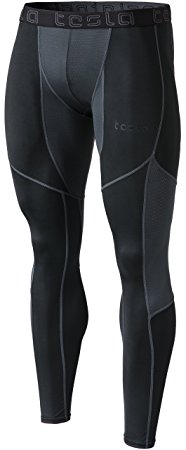 Tesla Men's Mesh-Panel Compression Pants Baselayer Cool Dry Sports Tights Leggings TUP109 / MUP79 / P16