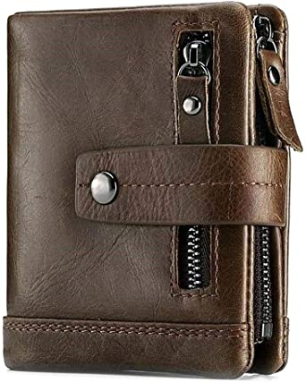 SEEFOUN Wallets for Men RFID Genuine Leather with ID Window and 14 Slots Credit Card Holder Coin Purse Men's Wallet