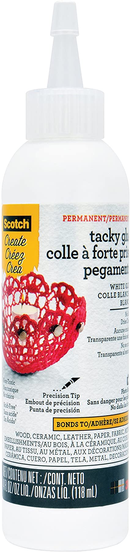 Scotch Tacky Glue, Quicky Dry, 4 fl oz (021-ESF) , White