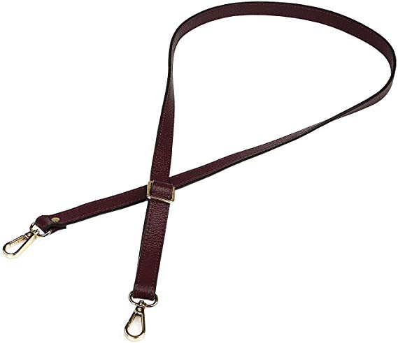 VanEnjoy Full Grain Leather Adjustable Replacement Strap Cross Body Bag Purse, 26-51 inch Gold Hardware - 1.8 cm Width (Purple)