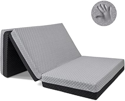 Milliard Premium Tri Folding Mattress, Memory Foam Foldable Folding Mattress with Waterproof Washable Cover, Cot Size (75"x31"x6)   Bonus Eye Mask Included