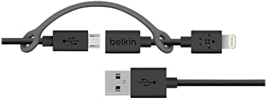 Belkin 3-Feet Micro-USB Cable with Lightning Connector Adapter - Retail Packaging - Black