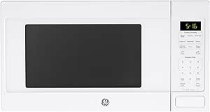 GE GCST16S1WWW Microwave Oven, 1,150-watt Capacity, Cubic, 8 Auto Cooking Settings, Kitchen Essentials for the Countertop, Dorm Room or Apartment, White, Child-Lock Technology 1.6 Cu. Ft