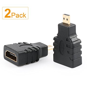 SHD HDMI Adapter Micro HDMI Male to HDMI Female HDMI Coupler Gold plated HDMI Cable Connector-2Pack