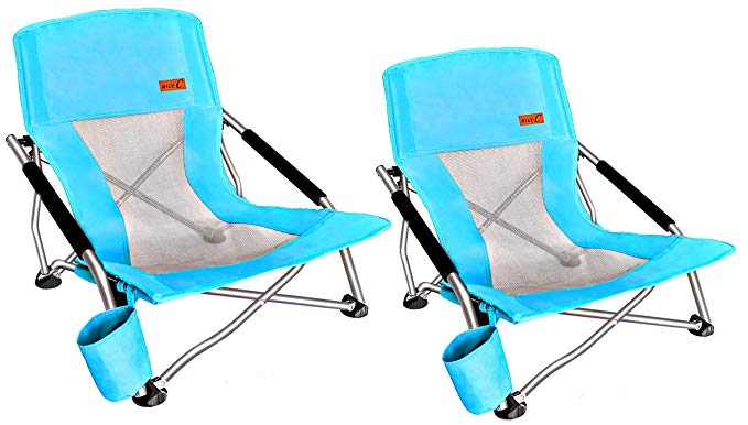 Nice C Low Beach Camping Folding Chair, Ultralight Backpacking Chair with Cup Holder & Carry Bag Compact & Heavy Duty Outdoor, Camping, BBQ, Beach, Travel, Picnic, Festival